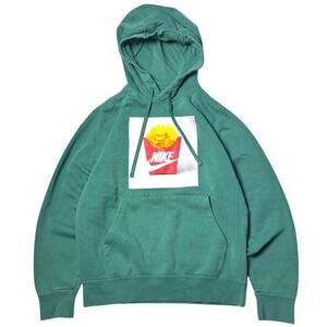 Nike Waffle Fries Hoodie Mens Size S Green Pullover Sweatshirt Graphic Fleece